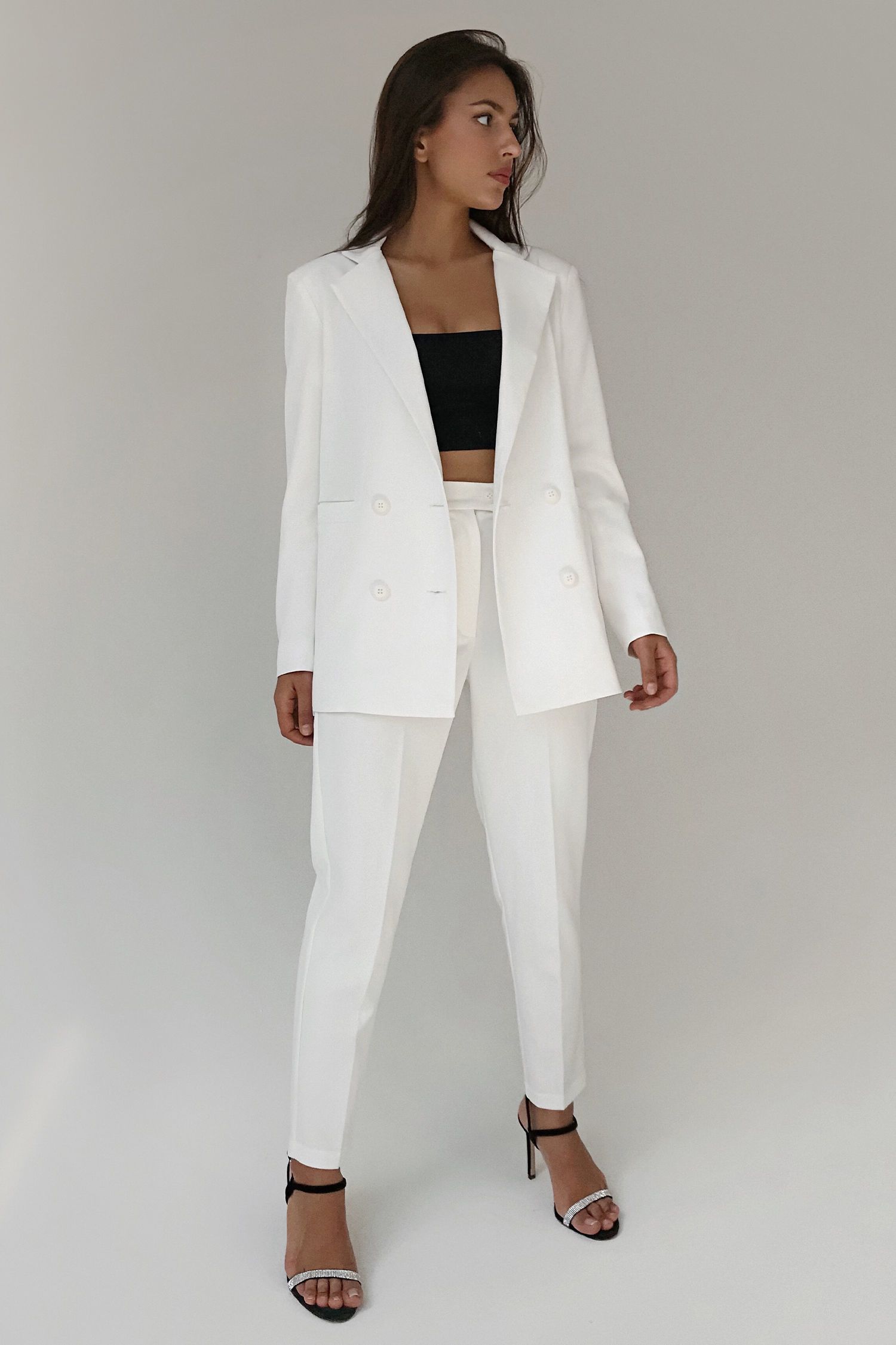 Белый брючный костюм 2022 женский Oversize