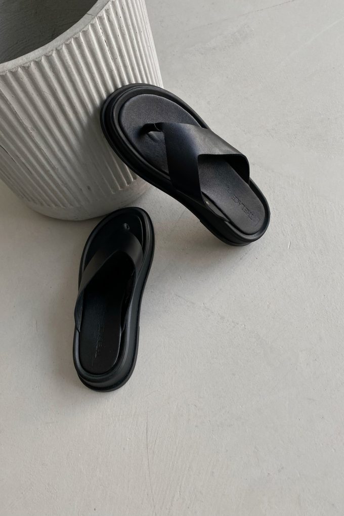 Шкіряні сандалі-в'єтнамки чорні