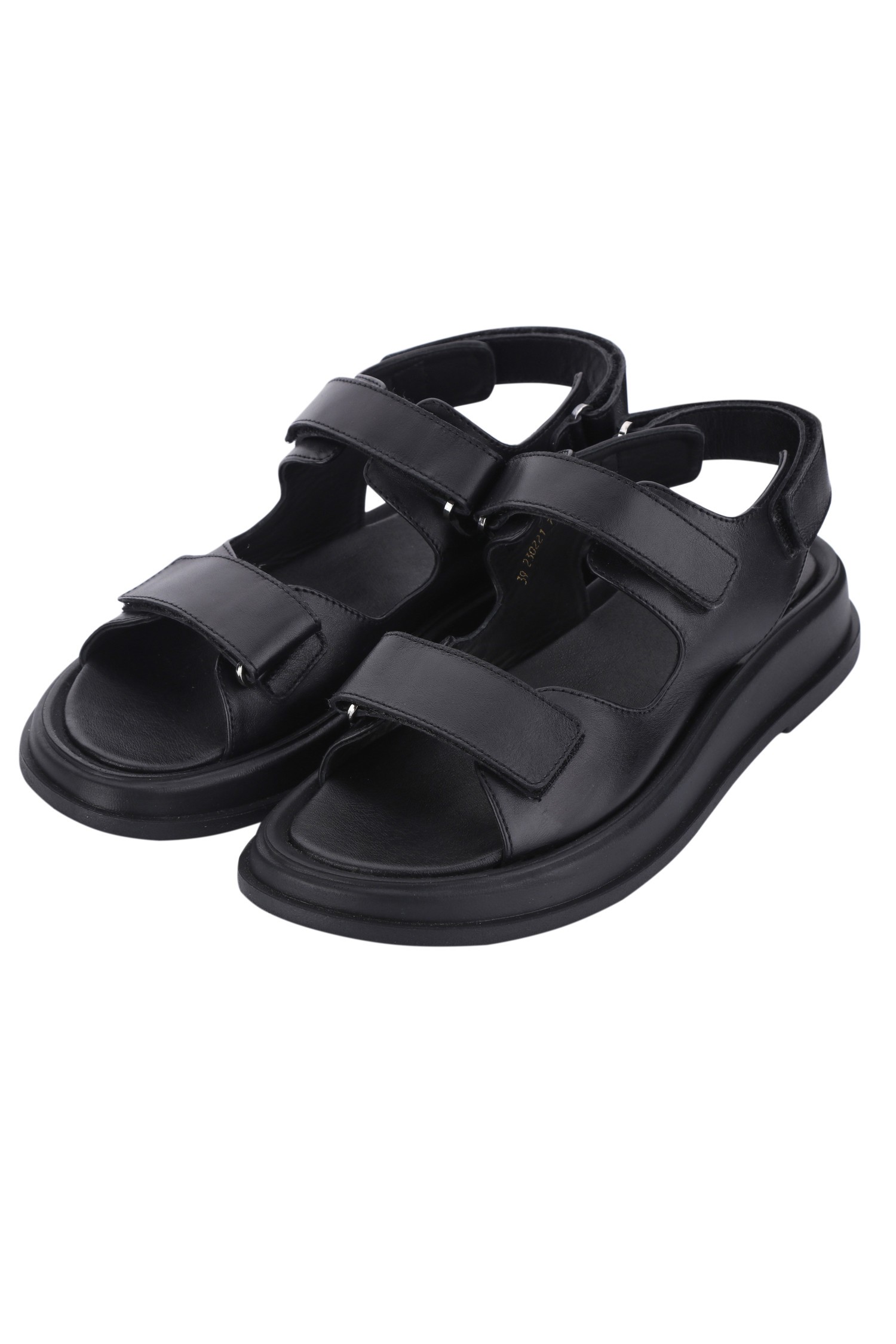 Кожаные сандалии с пряжками черные - THE LACE фото 85090