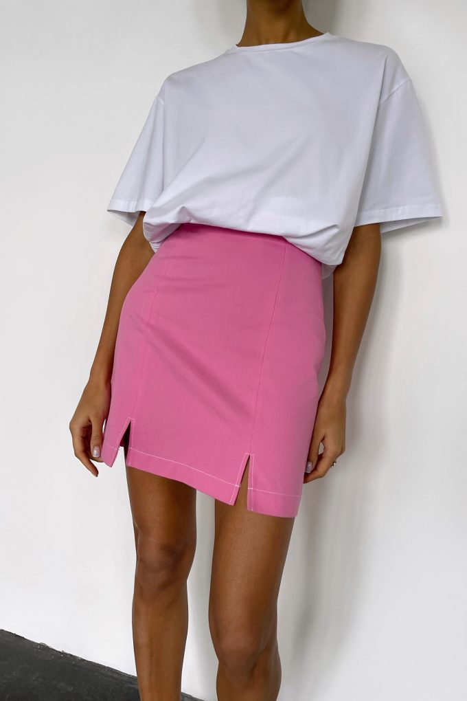 Розовая юбка мини с разрезами - THE LACE