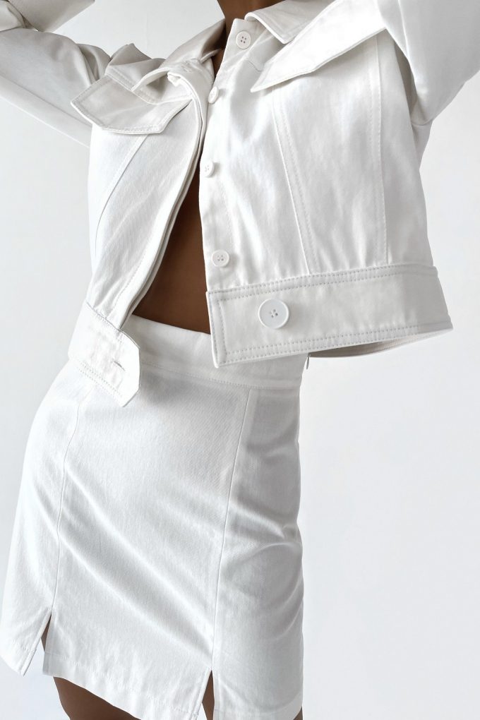 Mini skirt with slits in white