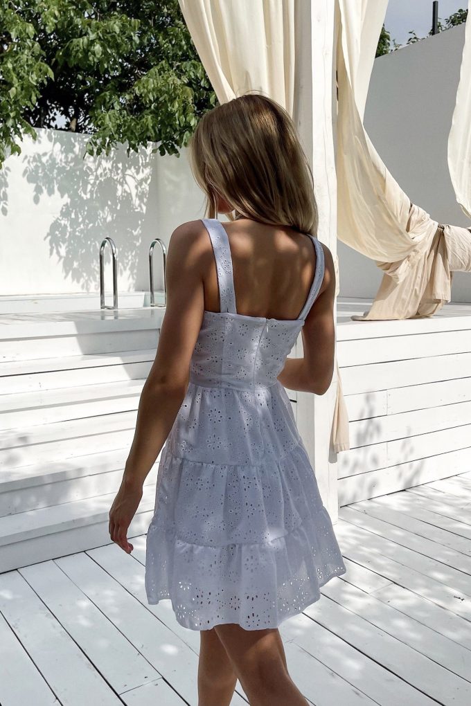Mini sundress with embroidery in white
