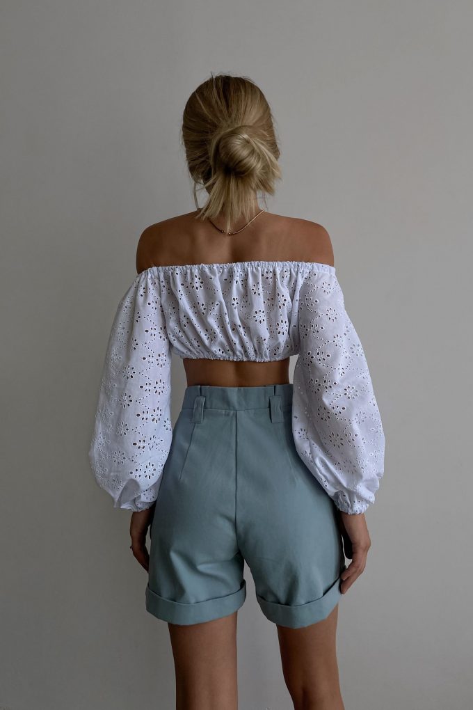 Embroidered top in white