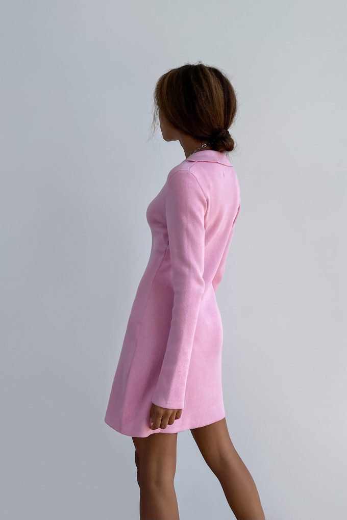 Knitted mini polo dress in pink