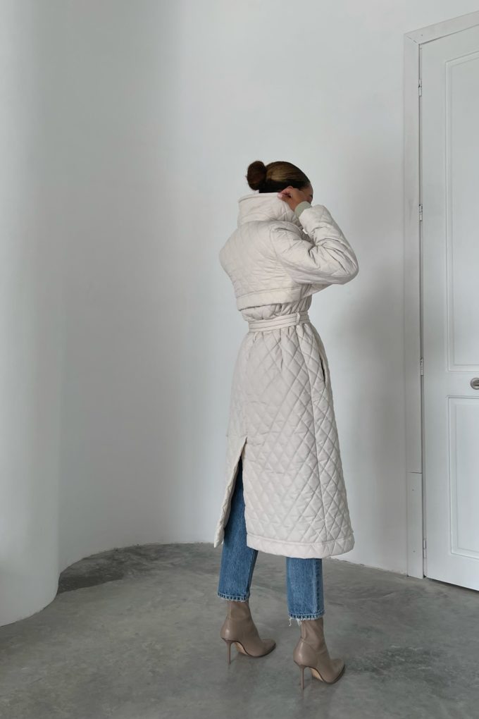 Quilted coat in creamy