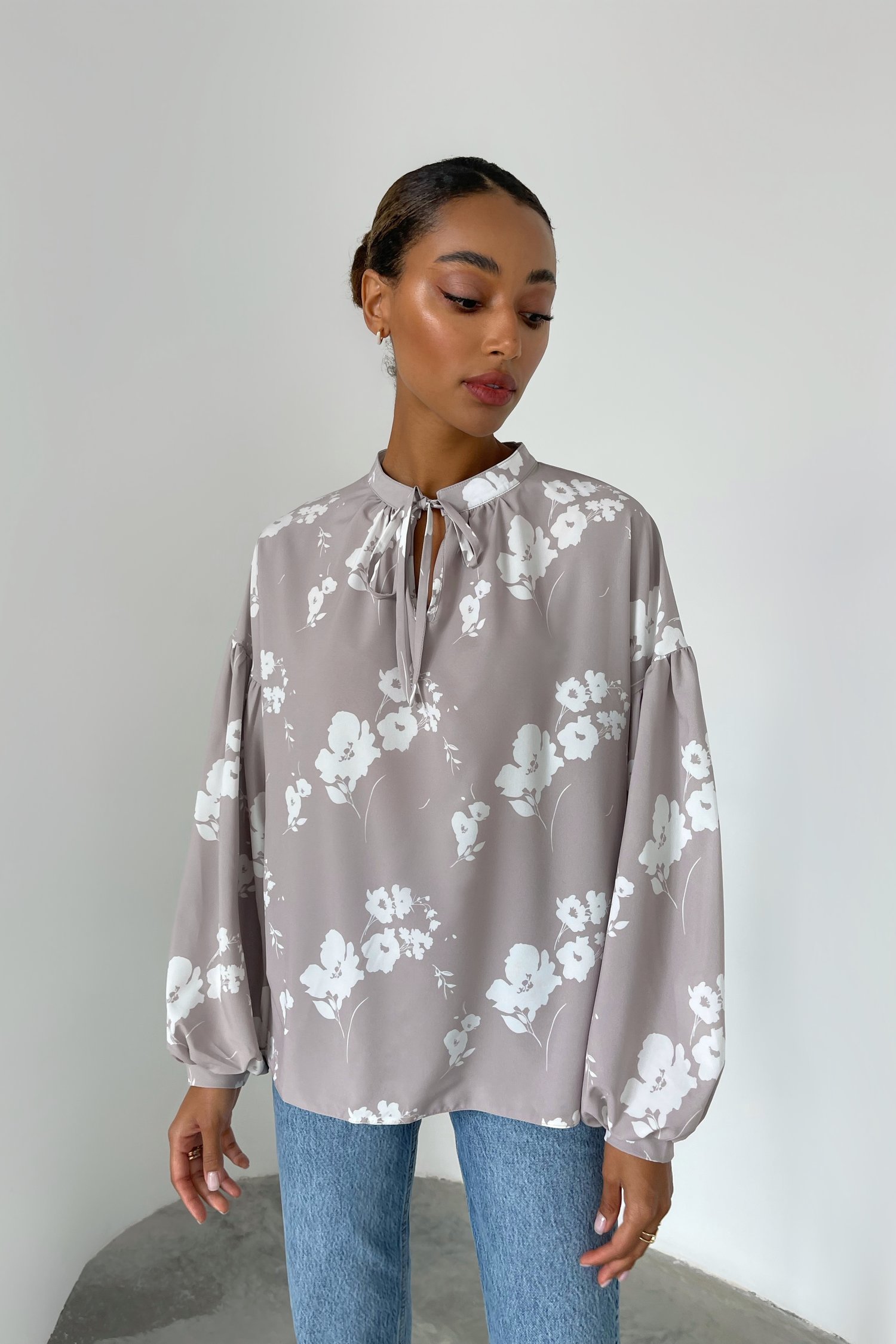 Блуза свободного кроя Windflowers цвета капучино - THE LACE