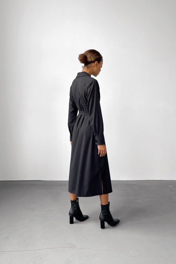 Сукня міді з поясом чорна