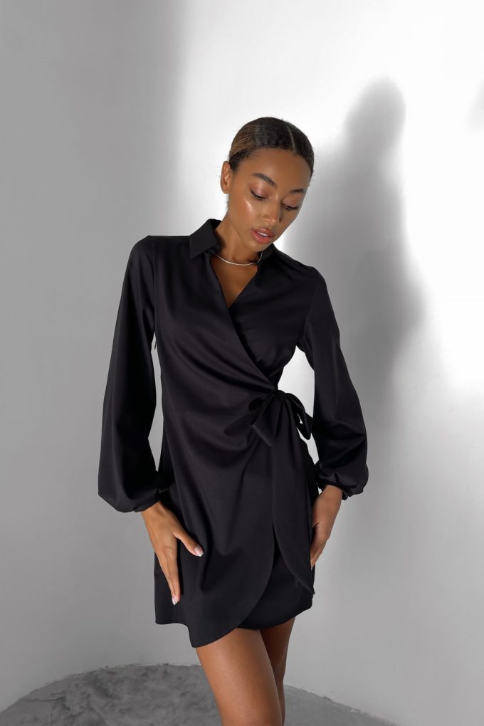 Платье мини с завязкой черное - THE LACE