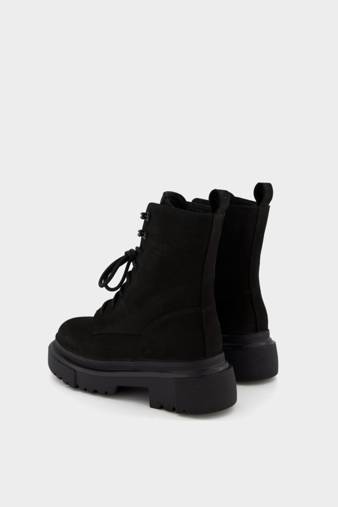 Nubuck lace-up boots in black photo 3