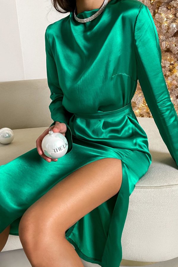 Сукня міді з розрізом зелена