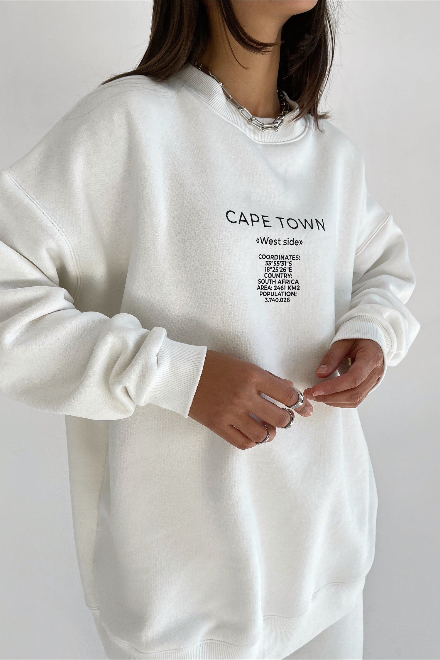 Свитшот оверсайз Cape Town белый - THE LACE
