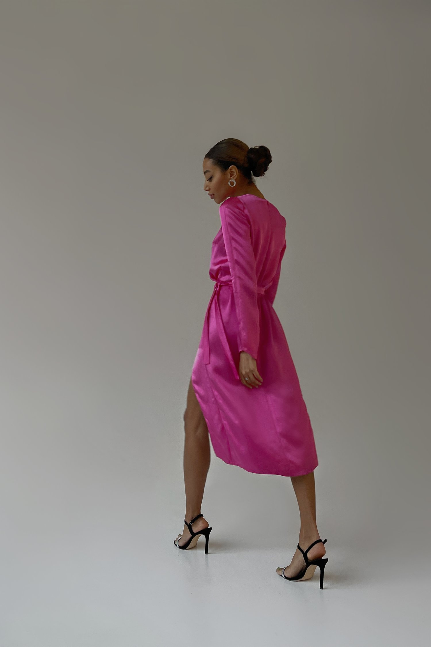 Сукня міді з розрізом кольору фуксія - THE LACE photo 98190
