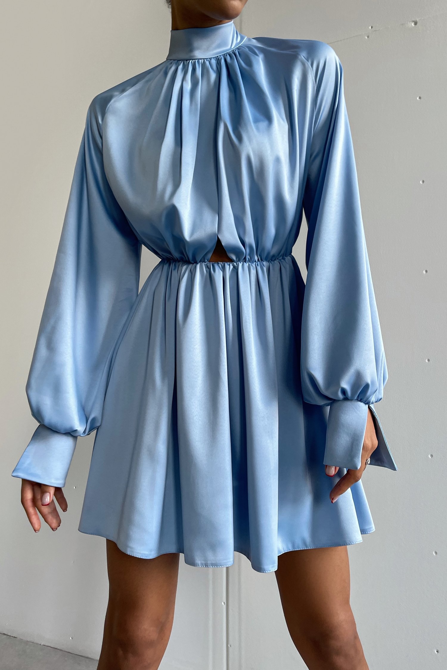 Платье мини с длинными завязками голубое - THE LACE photo 102139