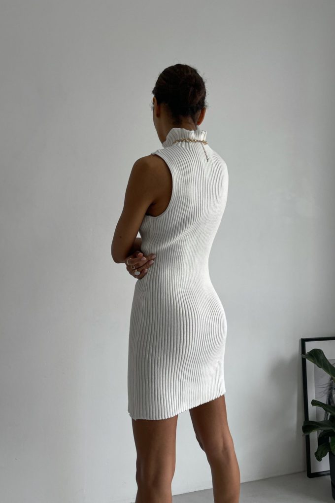 Knitted mini dress in milky