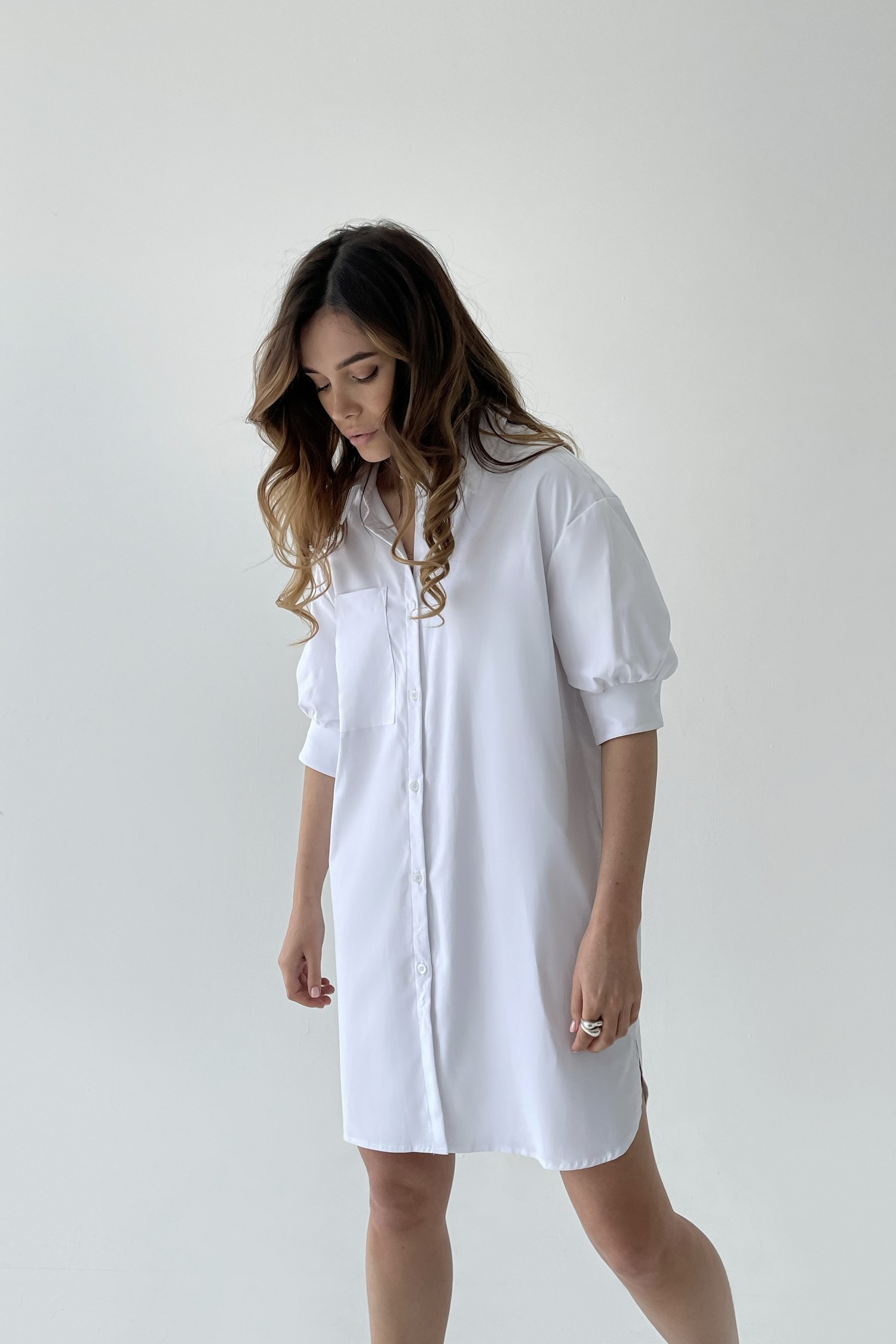 Сукня-сорочка міні біла - THE LACE