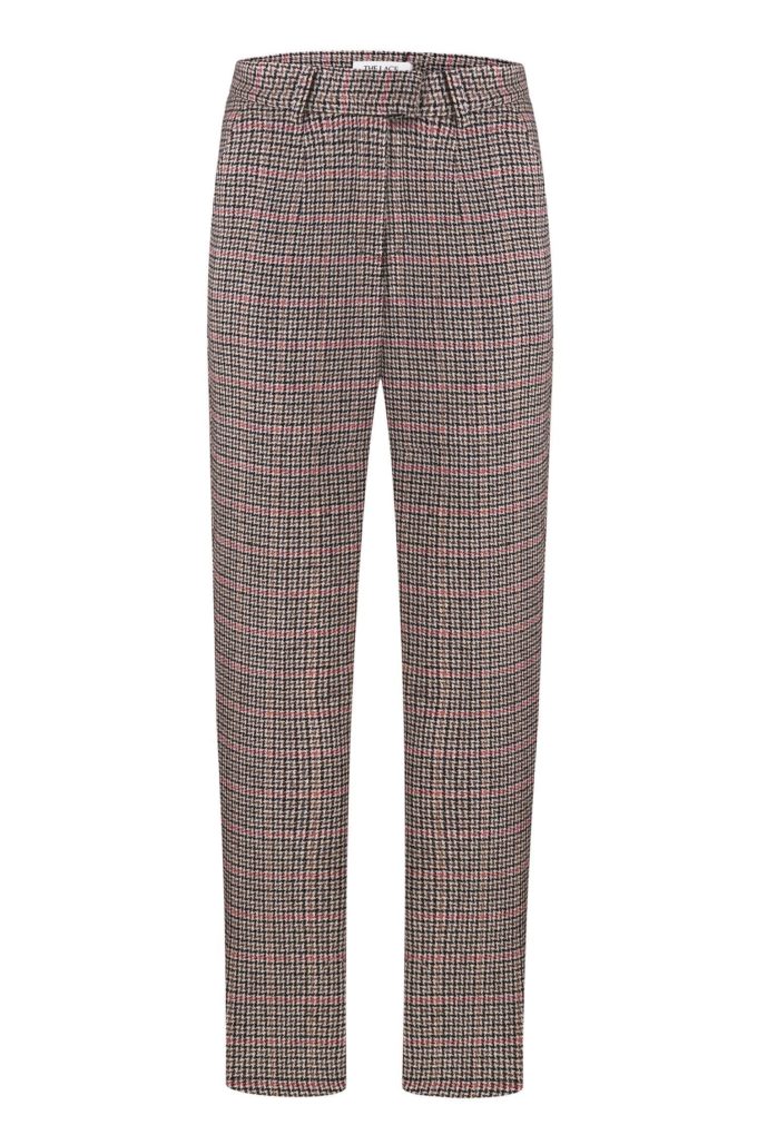 Wool mix straight fit pants in gray and pink photo 4