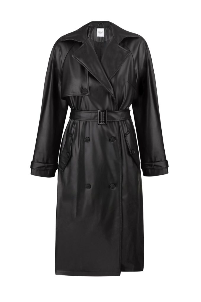 Faux leather oversized trenchcoat in black photo 4