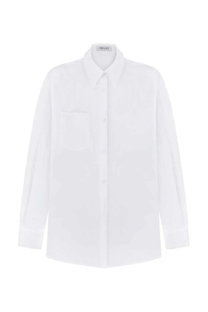 Oversized shirt with embroidery in white photo 6