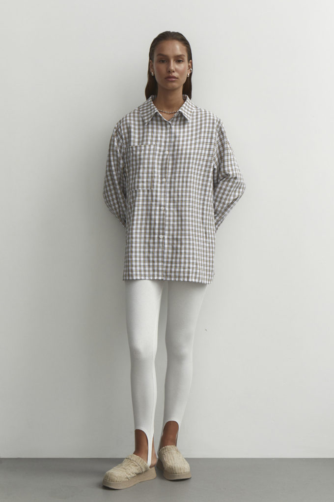 Oversized cotton shirt in yellow check photo 2