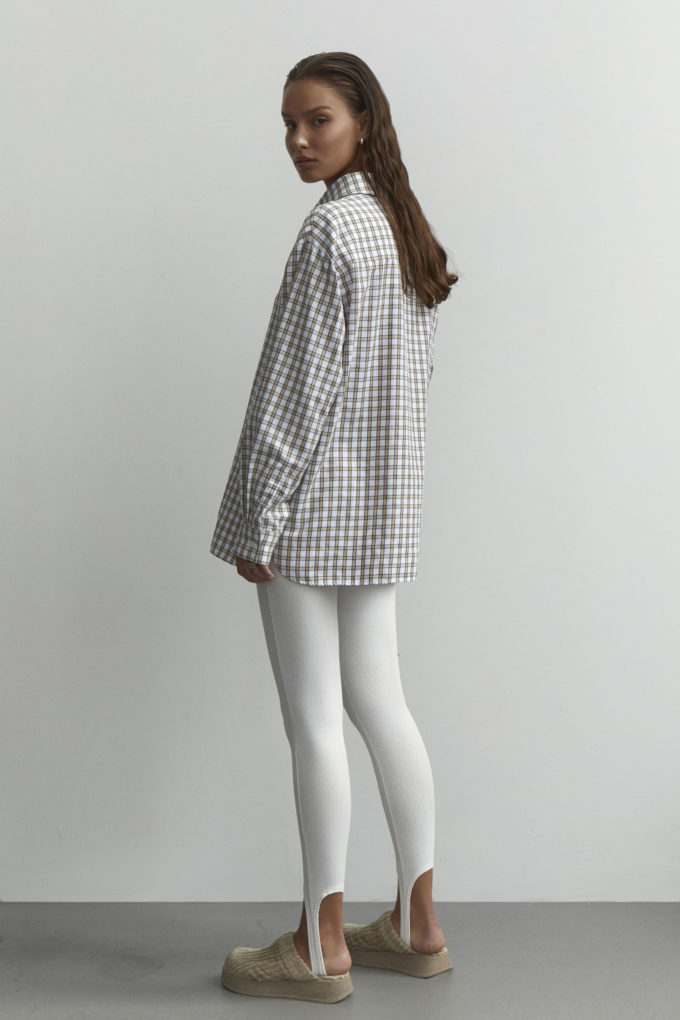 Oversized cotton shirt in yellow check photo 3