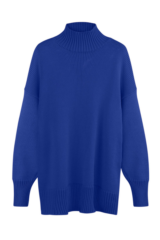 Sweater with wide cuffs is blue photo 5