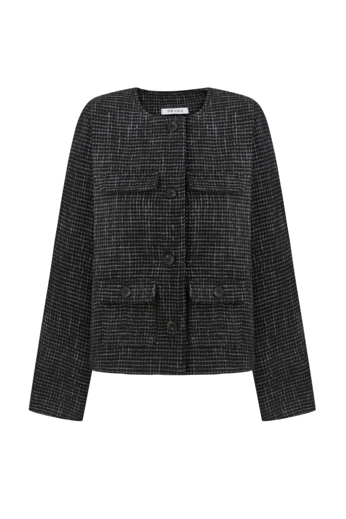 Tweed blazer in graphite photo 6