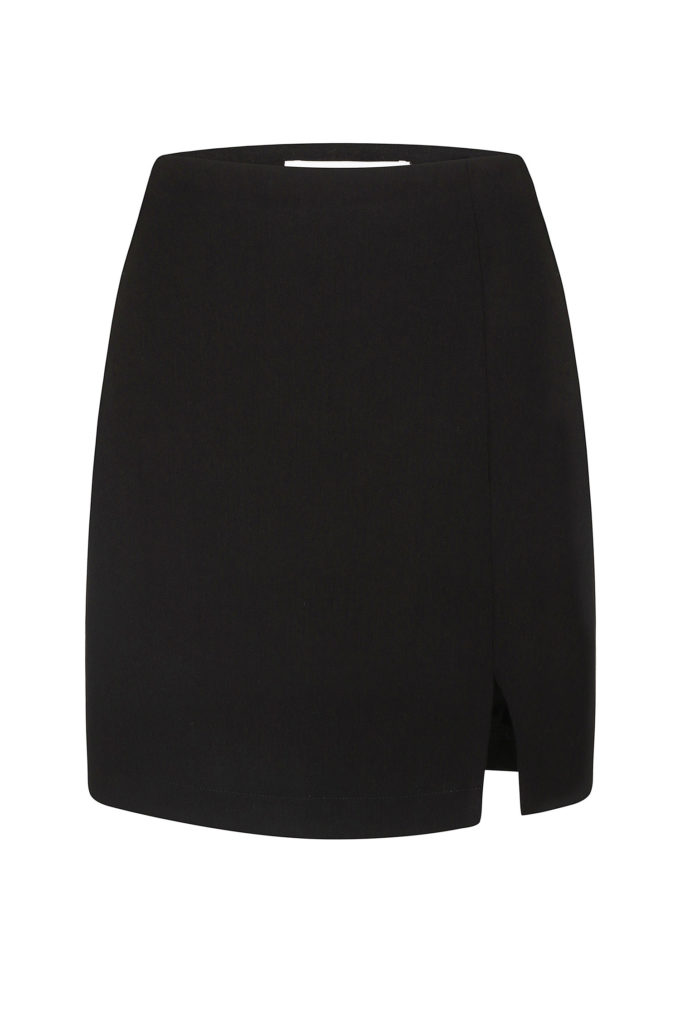 Mini skirt with cut in black photo 5