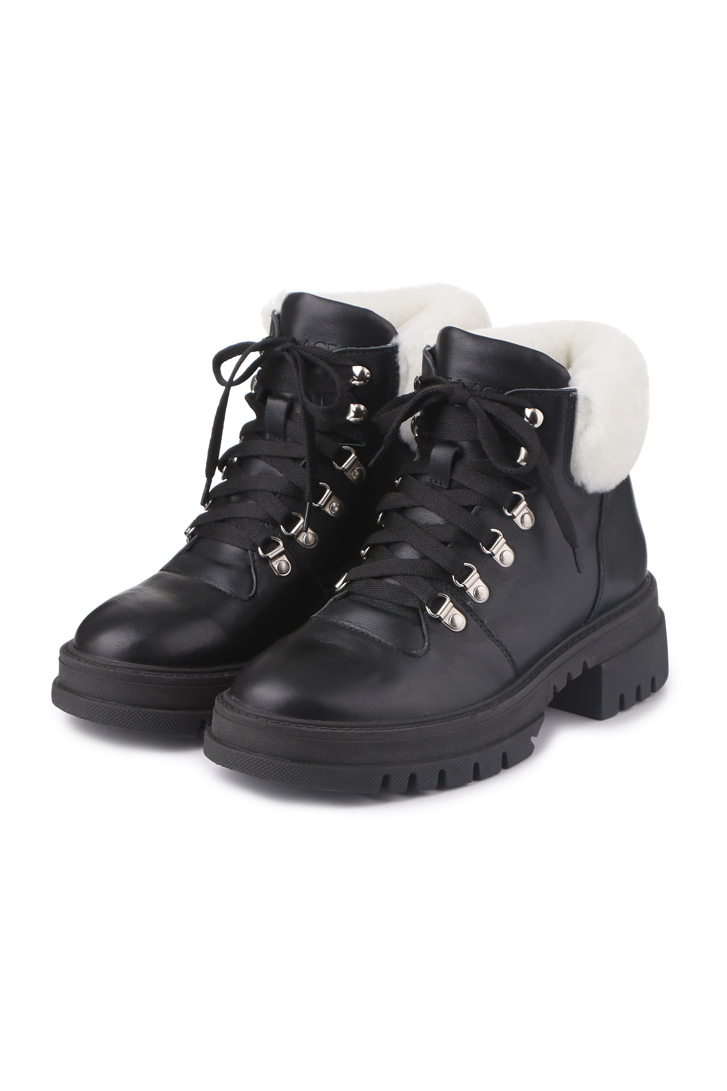 Зимові черевики Hiking boots чорні з білим хутром - THE LACE фото 123276