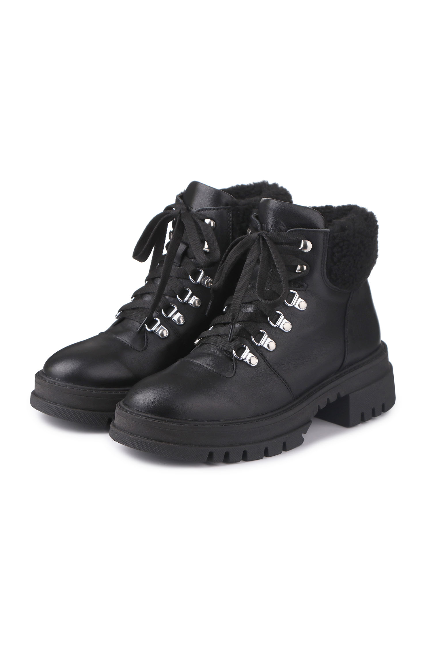 Зимові черевики Hiking boots чорні з чорним хутром - THE LACE фото 123286