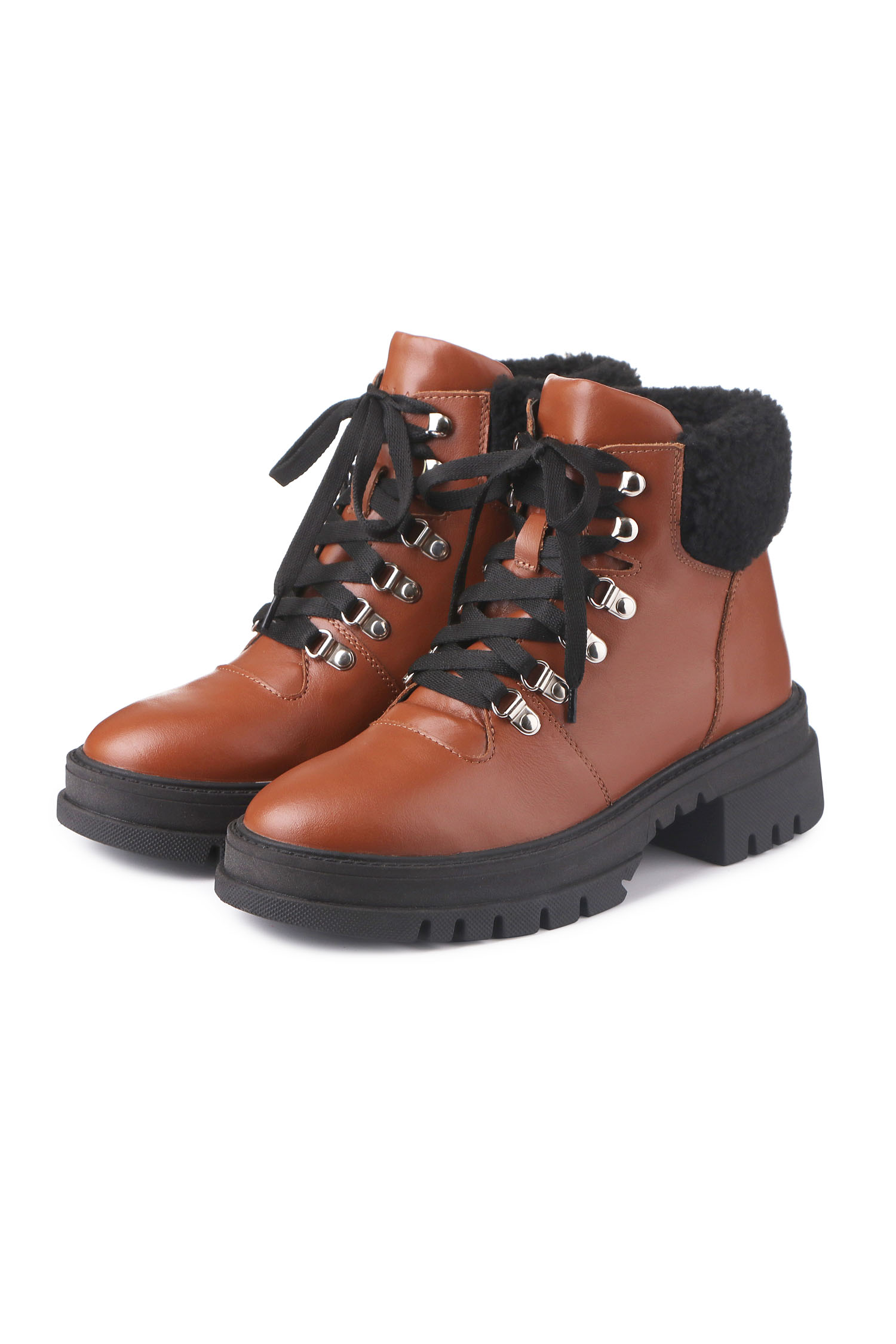 Зимові черевики Hiking boots кемел з чорним хутром - THE LACE photo 123288