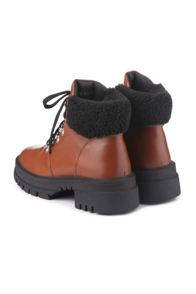 Зимові черевики Hiking boots кемел з чорним хутром фото 4