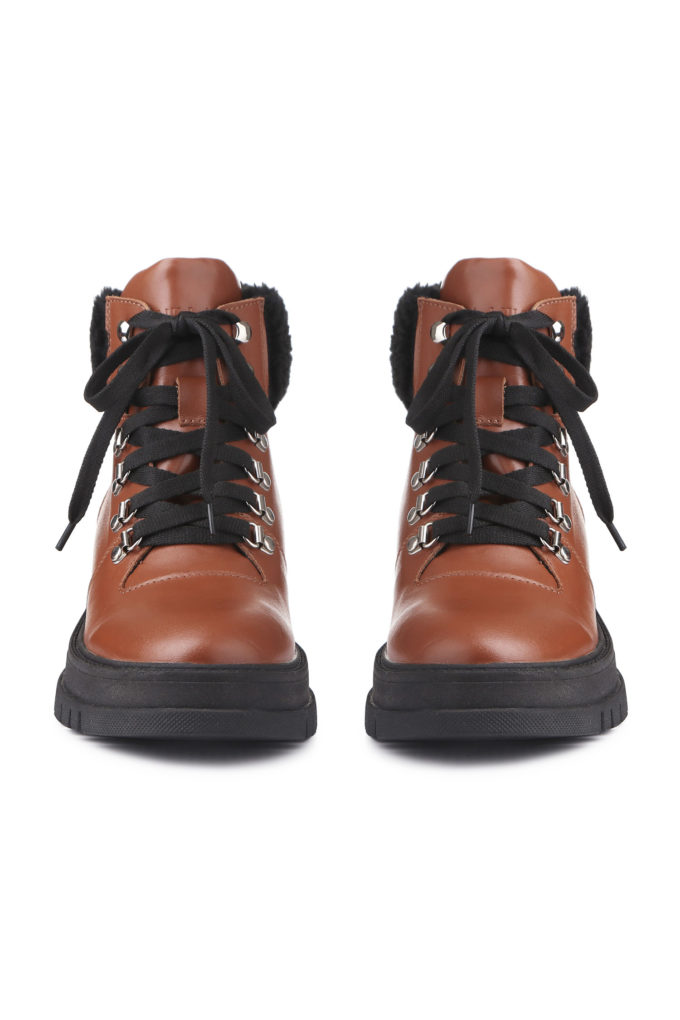 Зимові черевики Hiking boots кемел з чорним хутром фото 2