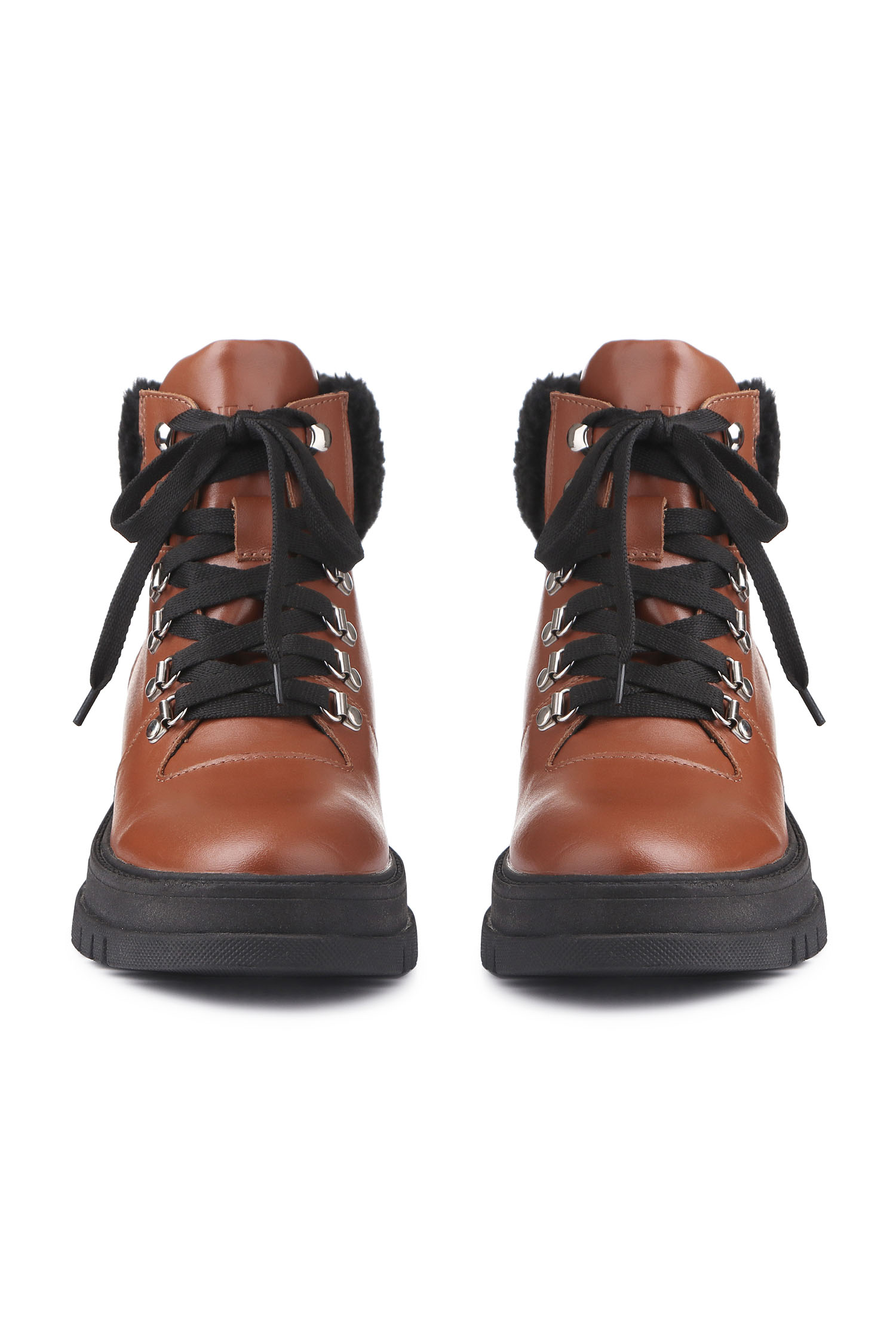 Зимові черевики Hiking boots кемел з чорним хутром - THE LACE фото 123291