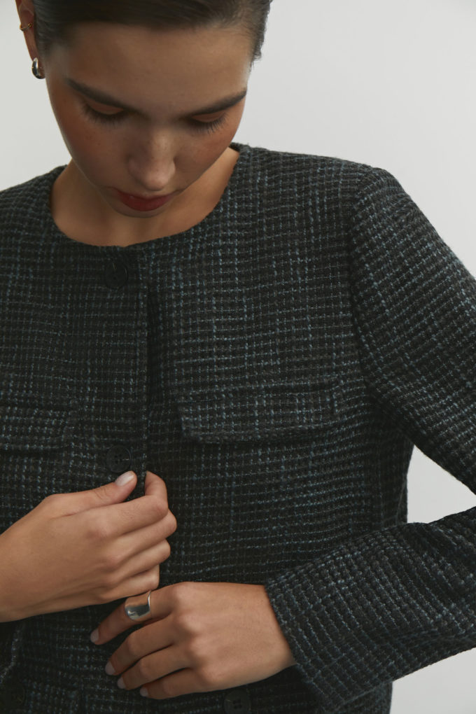 Tweed blazer in graphite photo 5
