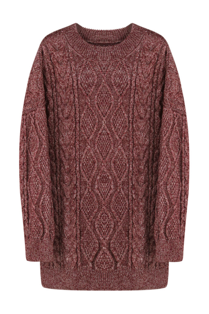 Long sweater with pattern in red brown photo 5