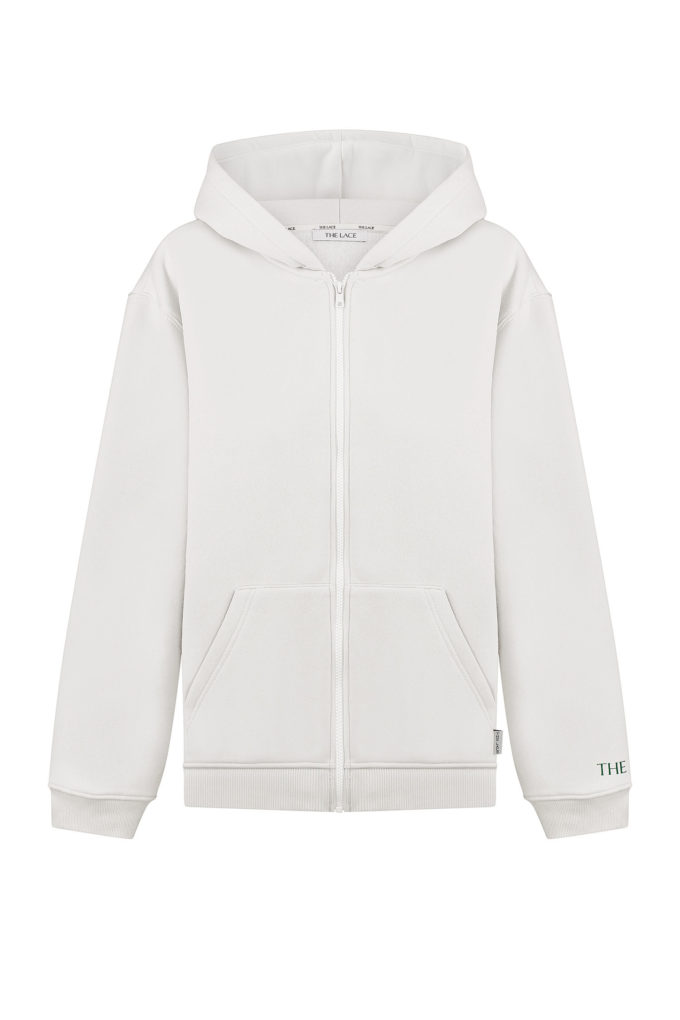 Zip hoodie with a print in white photo 5