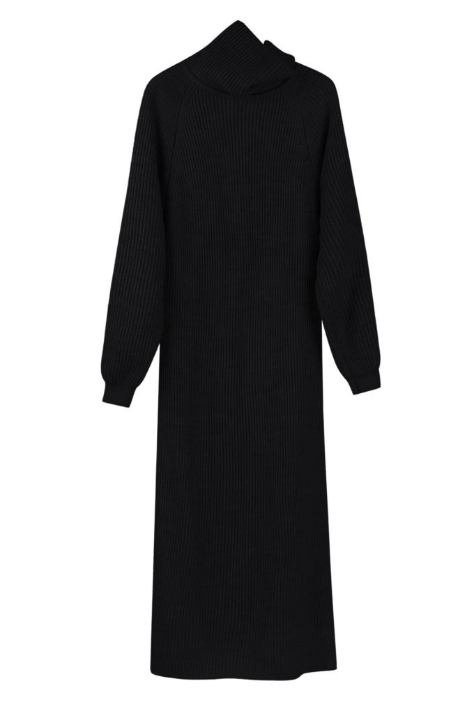 Loose cut knit midi dress in black photo 3