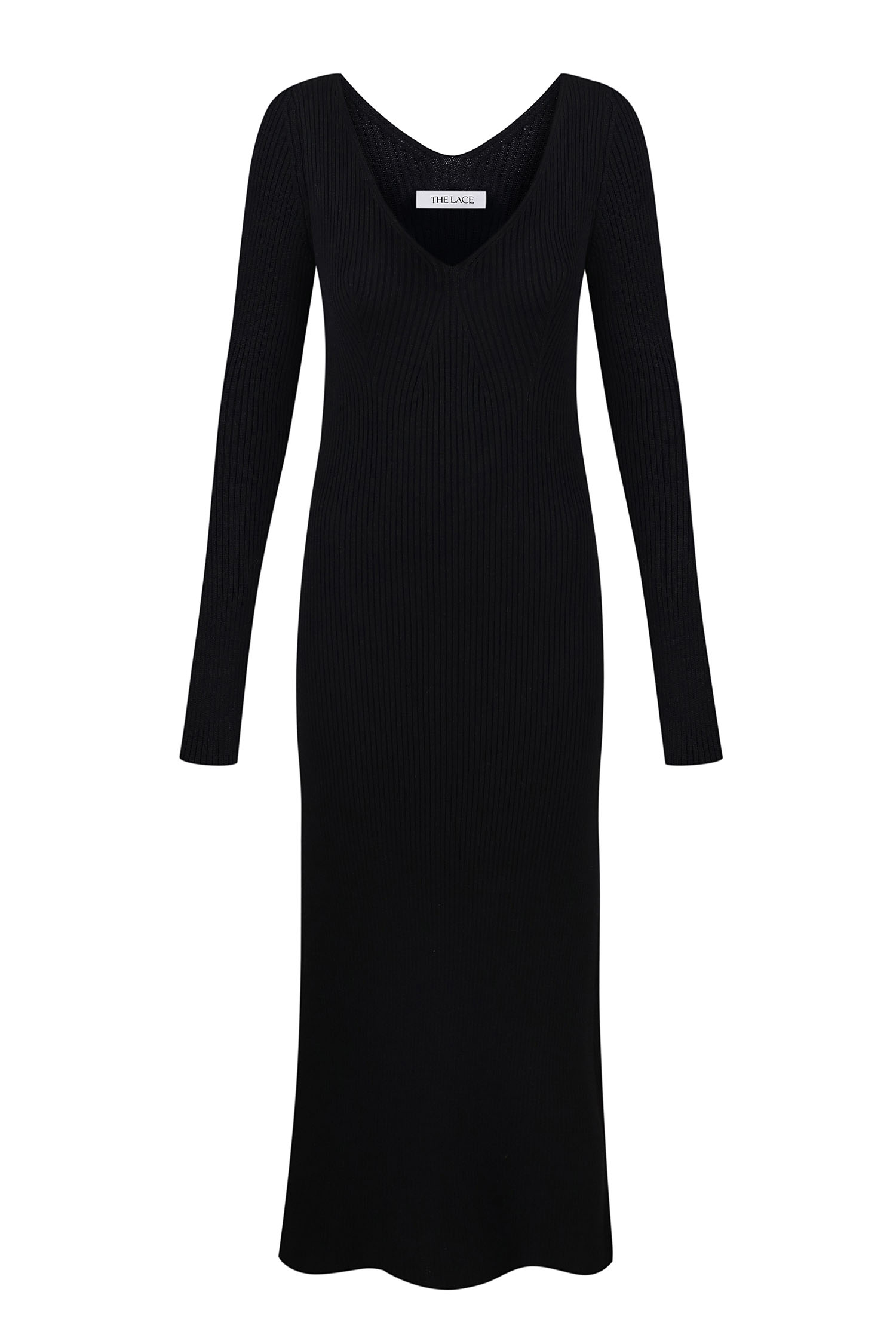 Трикотажна сукня міді з відкритою спиною чорна - THE LACE фото 127947