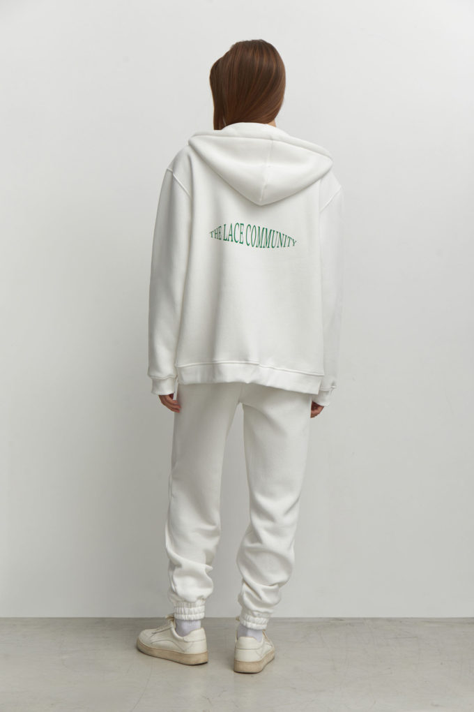 Zip hoodie with a print in white photo 3