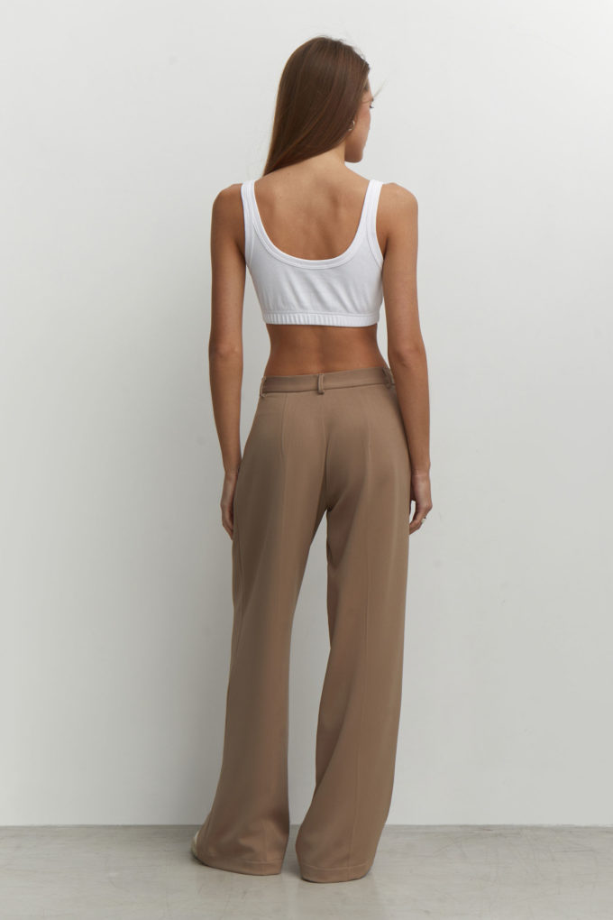 Low-waisted palazzo pants in cappuccino photo 3