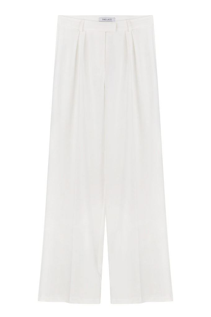 Low-waisted palazzo pants in white photo 4