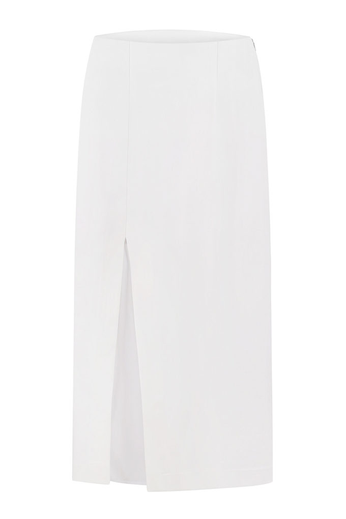 Midi skirt with cut in white photo 4
