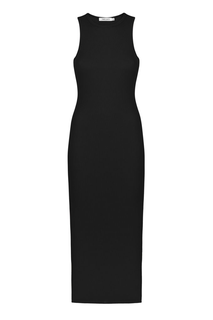 Сукня міді в рубчик чорна фото 4