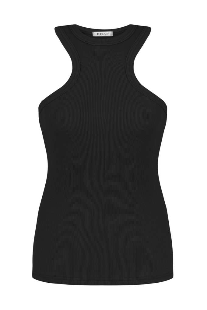 Jersey top with deep cutouts in black photo 4