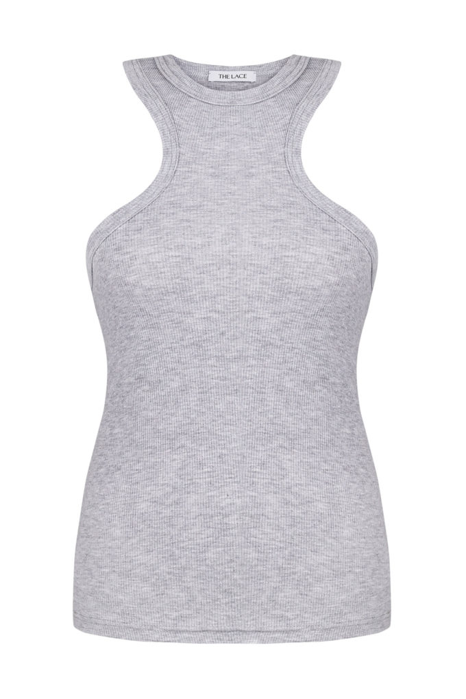 Jersey top with deep cutouts in gray photo 3