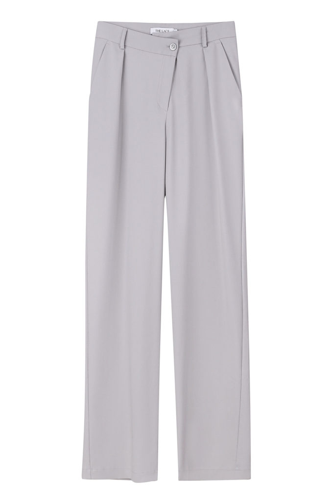 Pants with slanted belt in gray photo 6