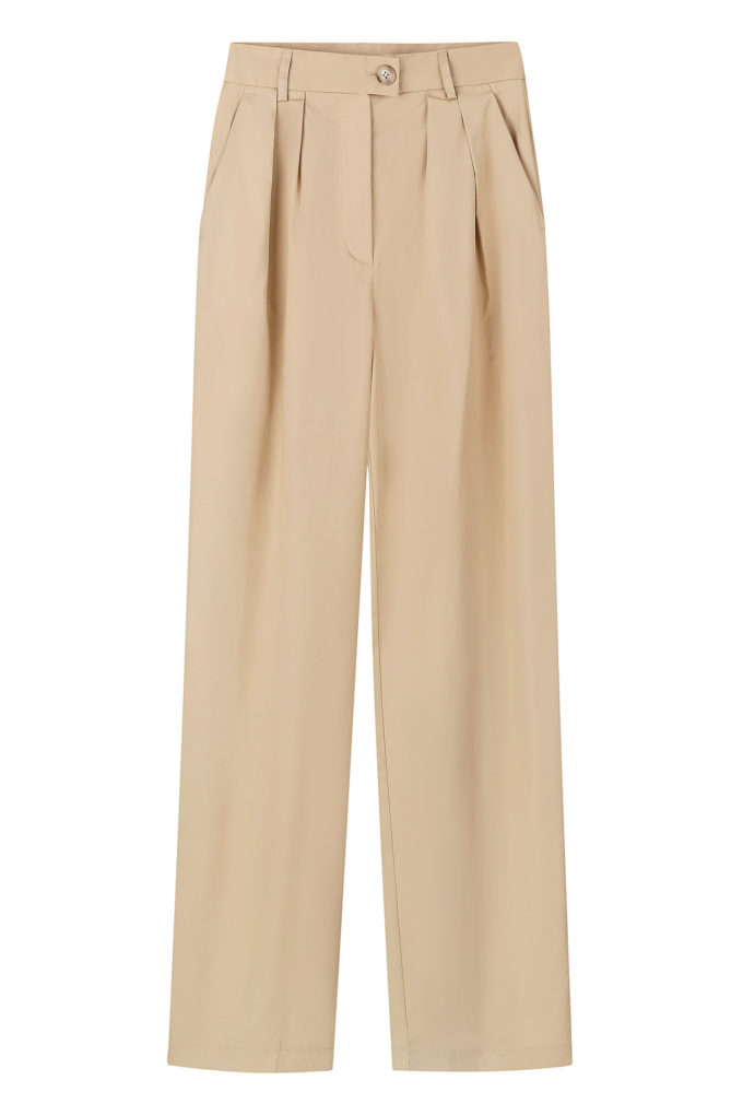 Cotton pants with tucks in beige photo 4
