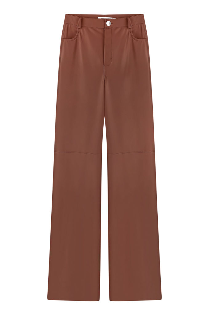 Faux leather straight pants in ginger photo 4