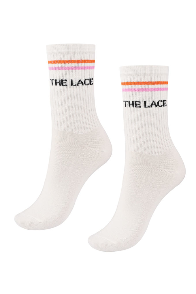 Milk socks with logo and stripes photo 2