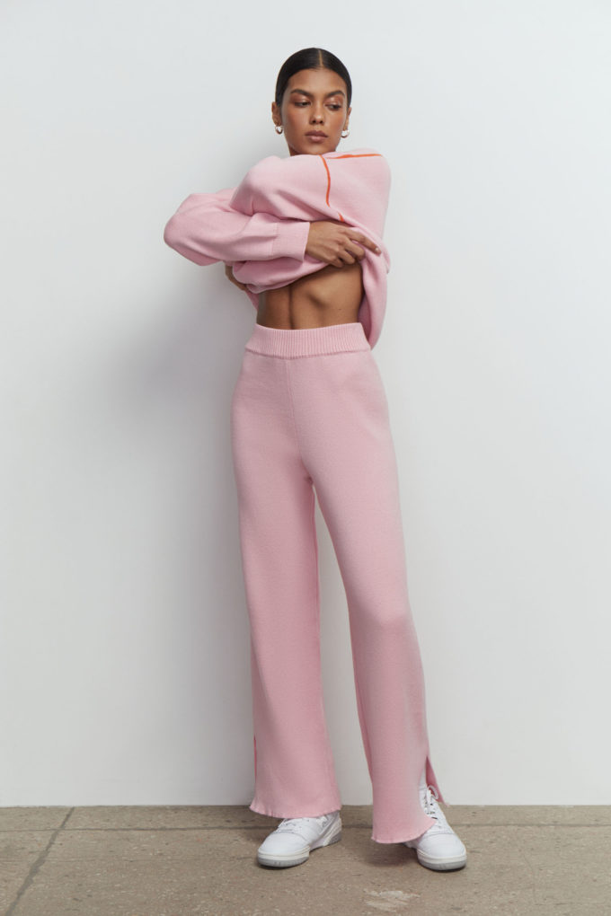 Штани трикотажні з розрізом рожеві - THE LACE фото 135619